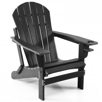 Patio All-Weather Folding Adirondack Chair with Pull-Out Ottoman