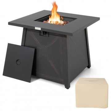 30 Inch Square Propane Gas Fire Table with Waterproof Cover