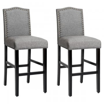 Set of 2 Counter Height Dining Side Barstools with Thick Cushion