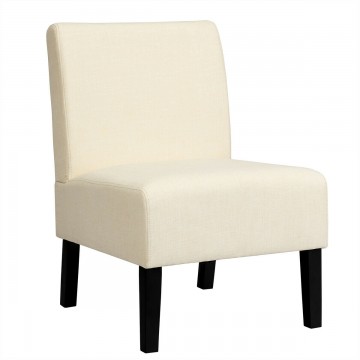 Armless Accent Chair with Rubber Wood Legs