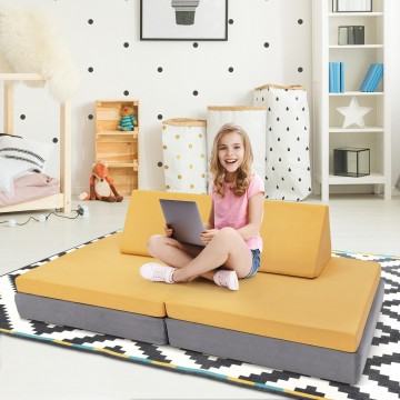 47 x 35.5 Inch Crash Pad Sensory Mat with Foam Blocks - Blue