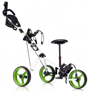 3 Wheel Folding Push Pull Golf Trolley with Scoreboard Bag