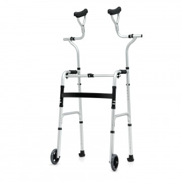 Foldable Rehabilitation Auxiliary Walker with 5 Inch Wheels
