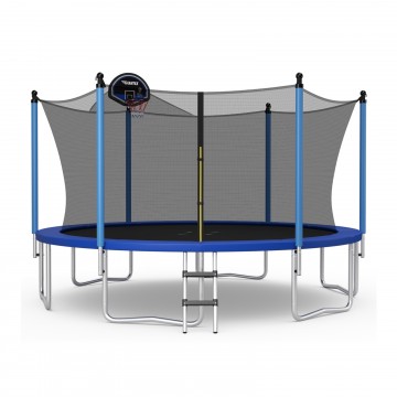 12/14/15/16 Feet Outdoor Recreational Trampoline with Ladder and Enclosure Net