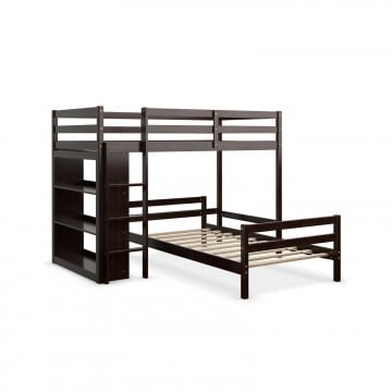 Twin Over Twin Loft Bunk Bed with 3-Tier Bookcase