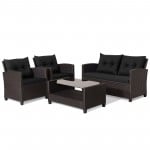 4 Pieces Patio Rattan Conversation Furniture Set