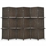 Weave Fiber Room Divider with 2 Display Shelves
