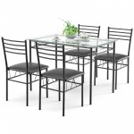 Tempered Glass Top Table with 4 Chairs