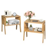 2 Pieces Bamboo Nightstand