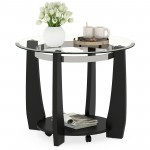 32" 2-Tier Glass Round Coffee Table with Wheels