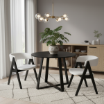 Round Table + 2 Sherpa Upholstered Chairs