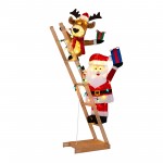 Fabric-Covered Santa Climbing Ladder with Reindeer