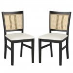 2 Farmhouse Rattan Dining Chairs