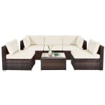6 Pieces Patio Rattan Furniture Set