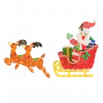 Metal Reindeer Pulling Santa Sleigh with Gifts