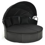 Black Rattan Round Daybed