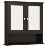 [Adjustable] 2 Mirrored Doors Cabinet with Open Compartment
