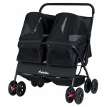 [Foldable] Double Pet Stroller with Canopy & Storage Basket