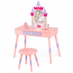 Kids Princess Vanity Table and Stool Set