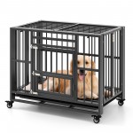 35.5 Inch L [Foldable] Metal Cage with Wheels & 3-Door Design