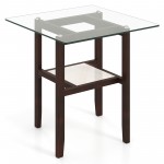 24 Inch 2-Tier Square Glass Coffee Table