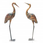 Standing Metal Crane Sculptures