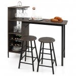3 Piece Bar Table Set with 6-Bottle Wine Rack