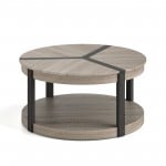 34.5" Rubber Wood 2-Tier Round Center Table