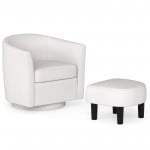 Linen Fabric Swivel Accent Chair with Ottoman