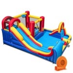 7-in-1 Long Slide Bounce Castle with 680W Blower