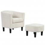 Velvet Club Barrel Chair with Ottoman