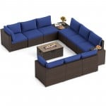 7 Armless Sofas+2 Corner Sofas+1 Coffee Table+1 Fire Pit Table+1  Tank Holder