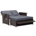 Dark Brown Rattan Daybed