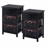 2 Pieces 3 Tiers Wood Nightstand Set