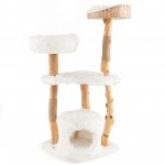 Solid Wood Cat Tower with Cat Bed and House