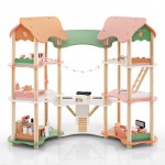 32 Pieces | 3-Tier Open Wooden Dollhouse