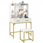 Vanity Desk with Storage Drawers