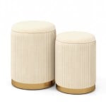 Velvet/Linen Fabric Storage Ottoman