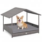 [Gray] Rattan Bed with Roof