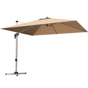 10 Feet 360° Tilt Aluminum Square Patio Umbrella without Weight Base