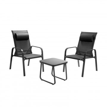 3 Pieces Stackable Patio Bistro Conversation Set with Adjustable Backrest