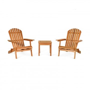 3 Pieces Adirondack Chair Set with Widened Armrest