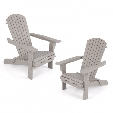Folding Adirondack Chair Set of 2 with High Backrest and Wide Armrests