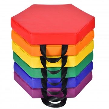 6 Pieces Multifunctional Hexagon Toddler Floor Cushions Classroom Seating with Handles