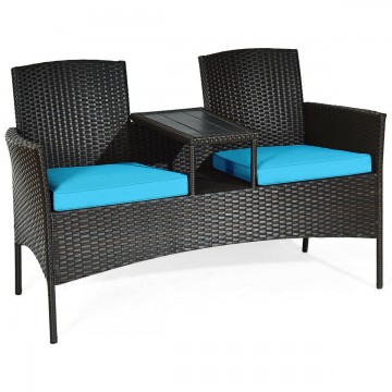 Patented Modern Patio Set with Built-in Coffee Table and Cushions