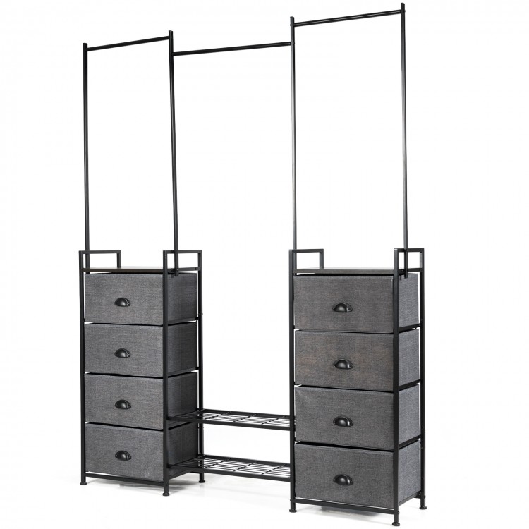 Three-tier shelf of the 3-in-1 portable multifunctional dresser with 8 fabric drawers, perfect for shoes and storage.