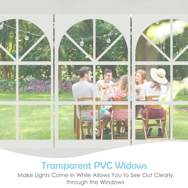 10 x 30 feet canopy tent with 5 removable sidewalls, ideal for outdoor parties and weddings, featuring a sturdy steel.