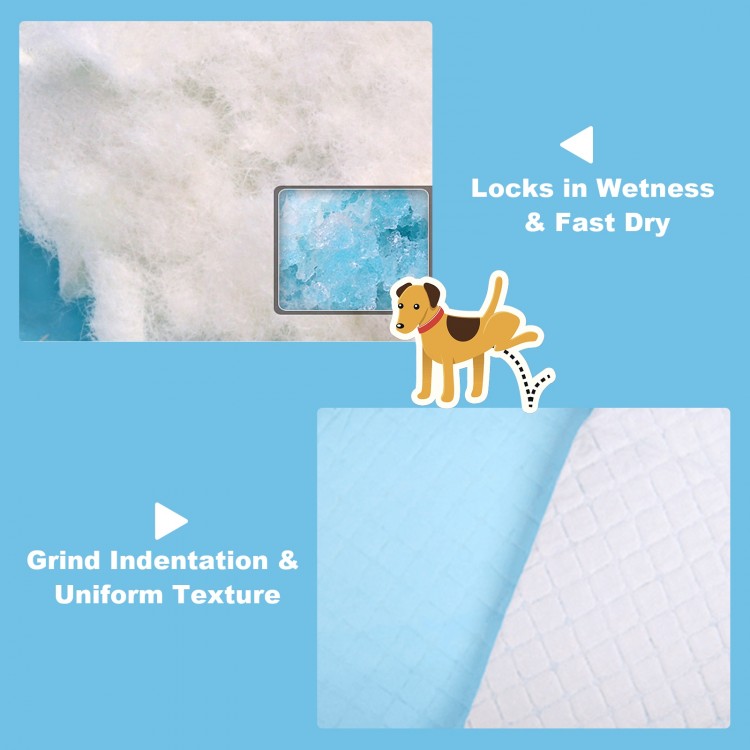 Close-up of a pet wee pad showing grind indentation and uniform texture, made from soft non-woven fabrics for pet.