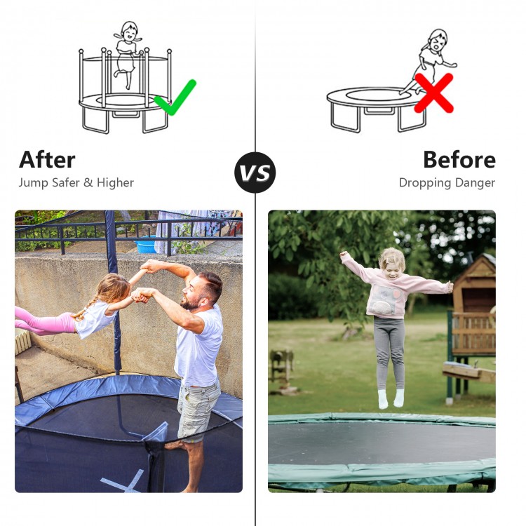 Trampoline safety enclosure net for 8FT round trampolines, made of durable PE material, ensuring secure jumping and.