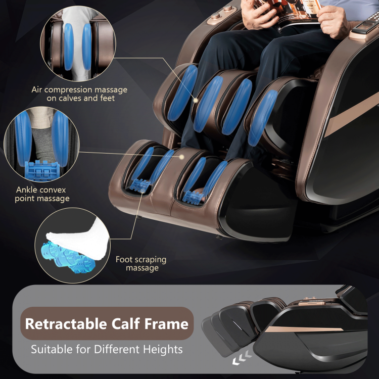 3D Double SL-Track Electric Full Body Zero Gravity Massage Chair with Heat Roller-BrownCostway Gallery View 7 of 10
